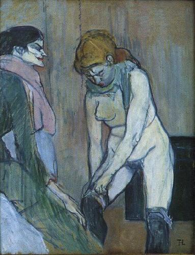  Henri  Toulouse-Lautrec Woman Pulling Up Her Stocking China oil painting art